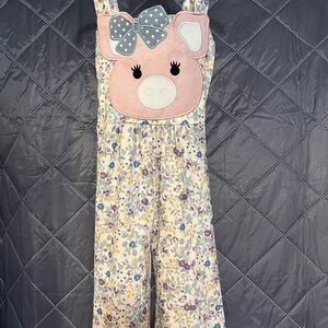 Adorable Piggy Floral Kids Romper